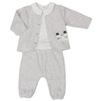 E13309:  Baby Unisex Zebra Ribbed 3 Piece Outfit (0-6 Months)